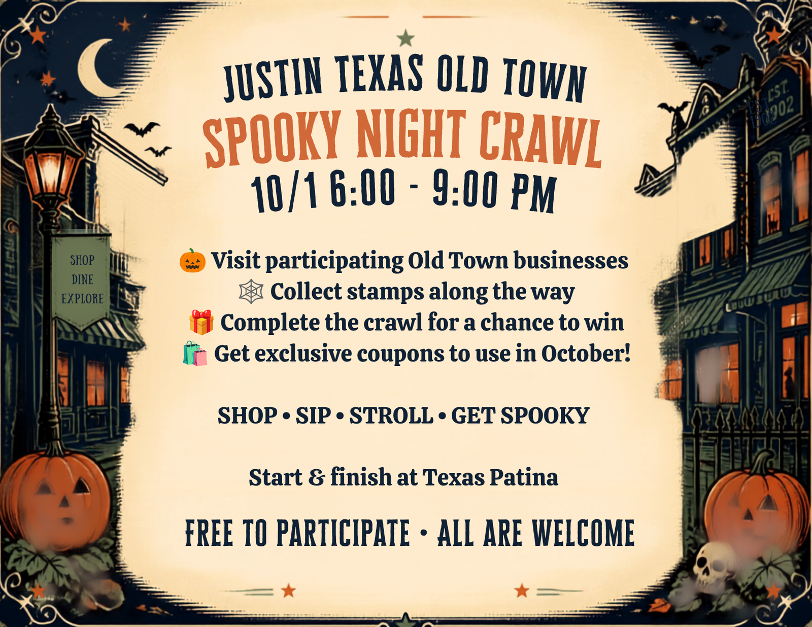 Justin Texas Old Town Spooky Night Crawl