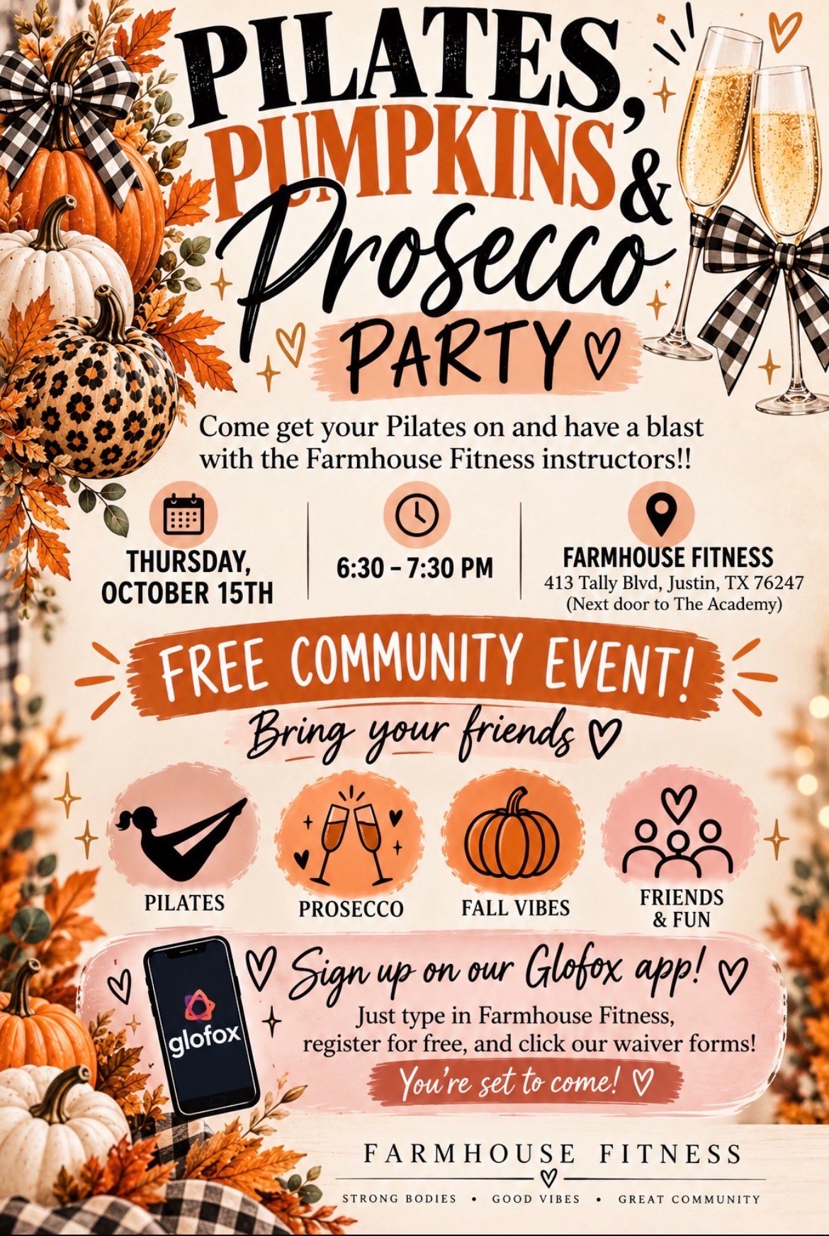 Pilates, prosecco, and pumpkins!